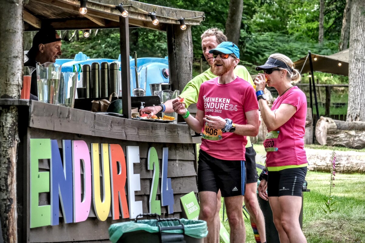 Runners enjoy refreshments at HEINEKEN Endure24